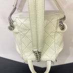 Chanel CC Day Backpack White Quilted Leather Bicolor Studs Gold Hardware