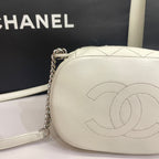 Chanel CC Day Backpack White Quilted Leather Bicolor Studs Gold Hardware