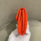 Chanel Quilted Leather Compact Wallet Orange-Red Gold Hardware