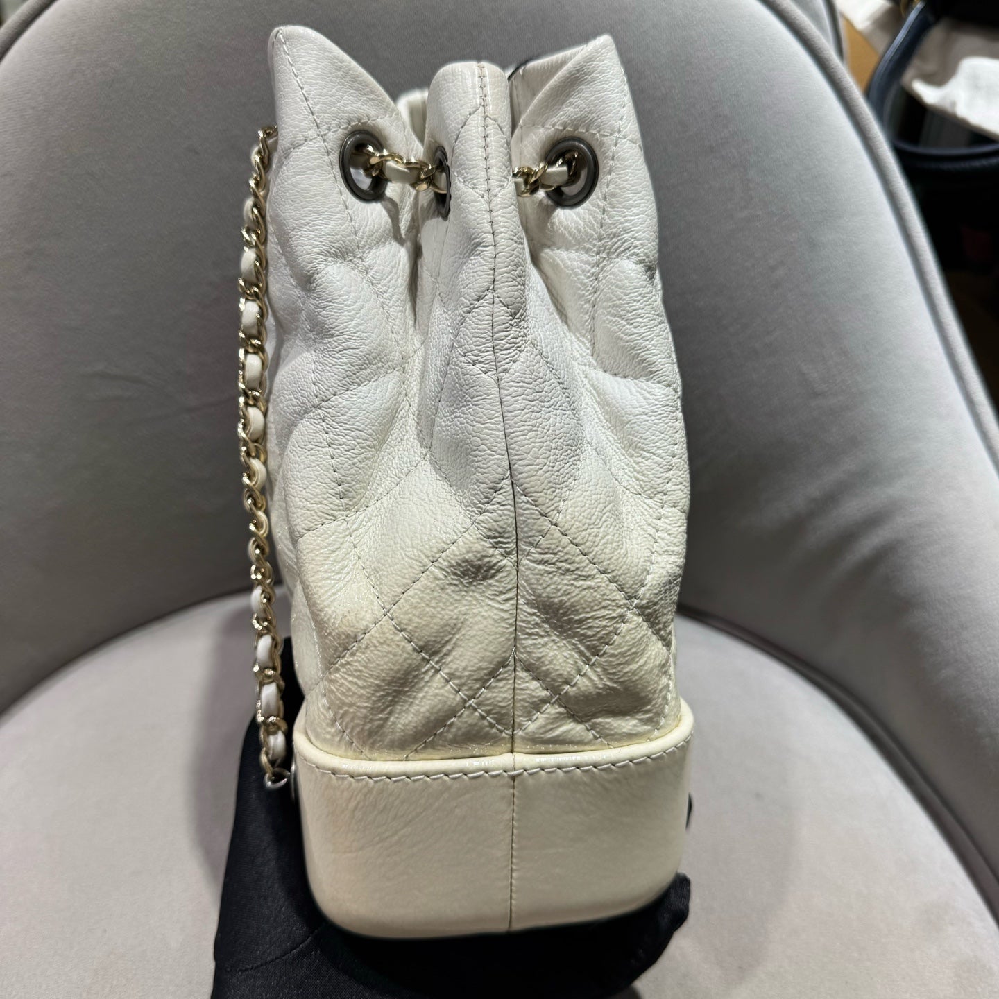 Chanel Gabrielle Small Backpack Off-white Quilted Leather Mixed-Metal Hardware