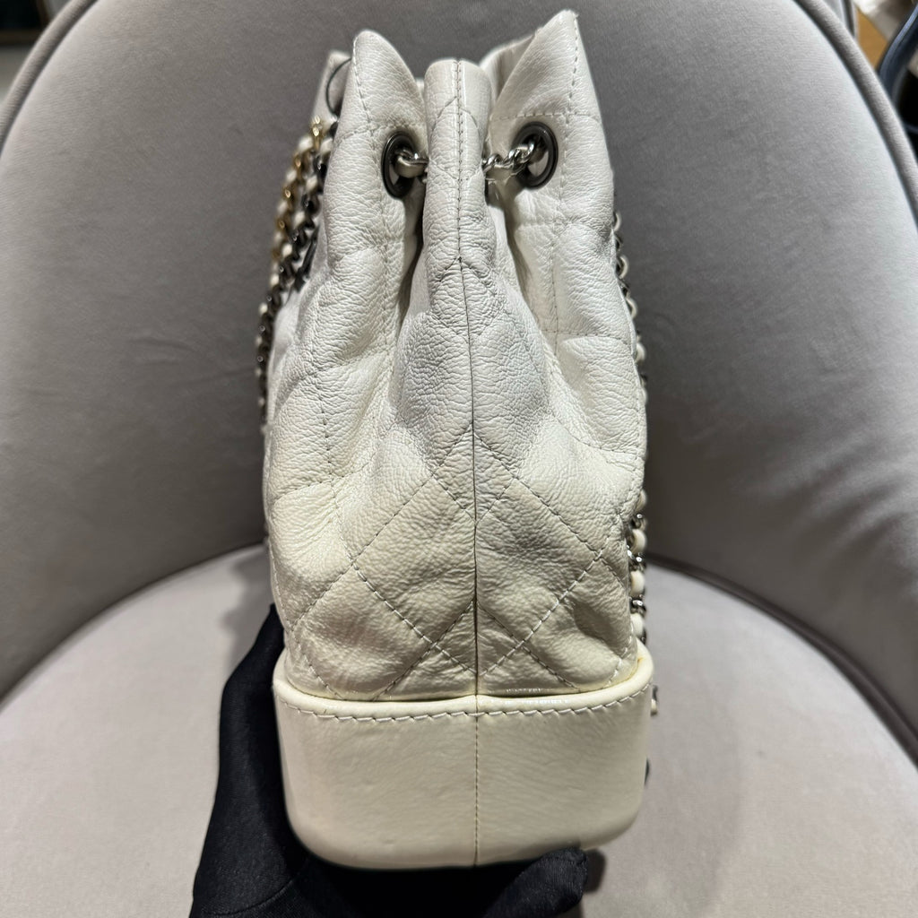 Chanel Gabrielle Small Backpack Off-white Quilted Leather Mixed-Metal Hardware
