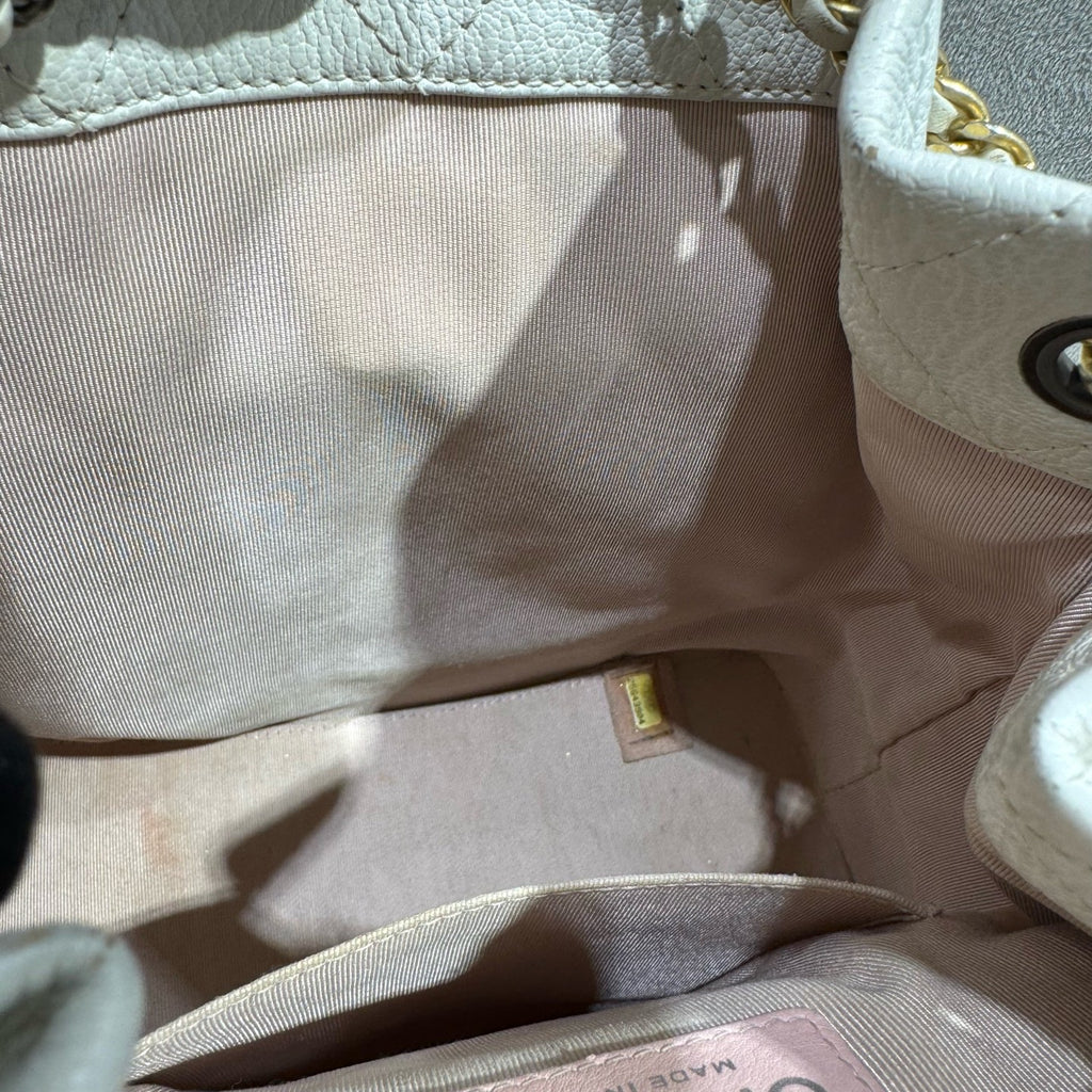 Chanel Gabrielle Small Backpack Off-white Quilted Leather Mixed-Metal Hardware