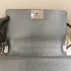 Chanel Boy Handbag Black Leather Silver Studs Crystals Silver Hardware