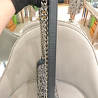 Chanel Boy Handbag Black Leather Silver Studs Crystals Silver Hardware