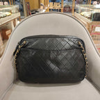 Chanel Vintage Camera Bag Black Quilted Leather Gold Hardware