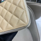 Chanel Classic Zip-Around Wallet Beige Caviar Leather Silver Hardware