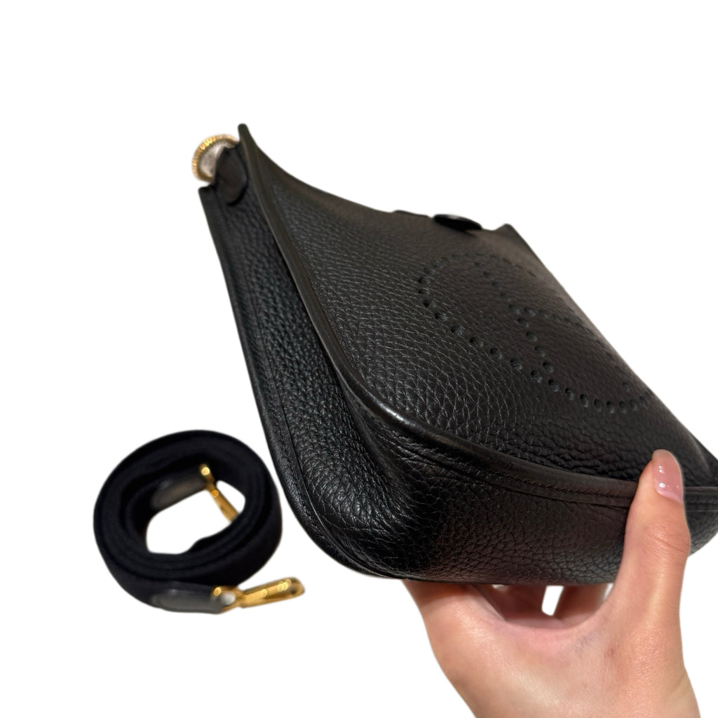 Hermes Evelyne TPM Crossbody Bag Black Clemence Gold Hardware