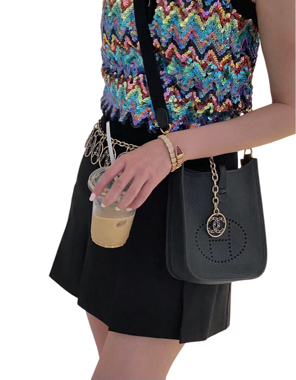 Hermes Evelyne TPM Crossbody Bag Black Clemence Gold Hardware