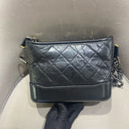 Chanel Gabrielle Hobo Handbag Black Quilted Aged Lambskin Gold & Ruthenium Hardware