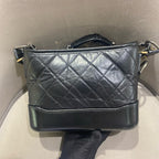 Chanel Gabrielle Hobo Handbag Black Quilted Aged Lambskin Gold & Ruthenium Hardware