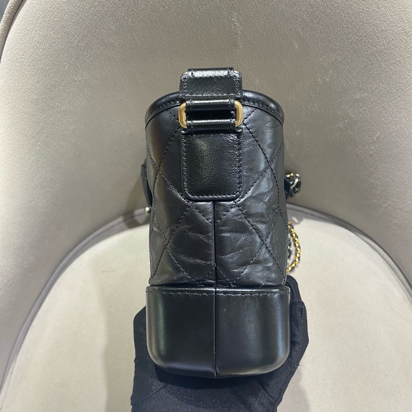Chanel Gabrielle Hobo Handbag Black Quilted Aged Lambskin Gold & Ruthenium Hardware