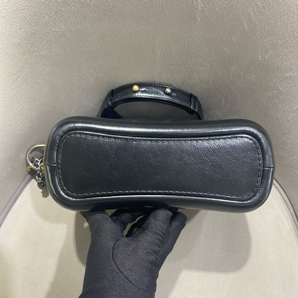 Chanel Gabrielle Hobo Handbag Black Quilted Aged Lambskin Gold & Ruthenium Hardware