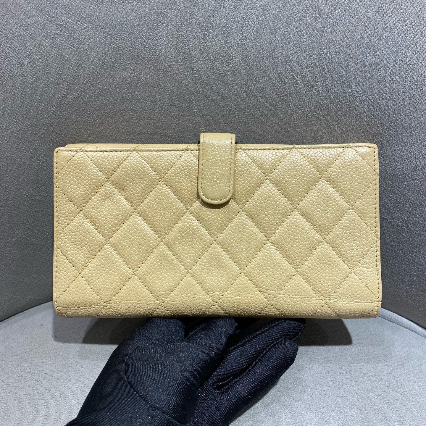 Chanel Classic Continental Flap Wallet Beige Caviar Leather Gold Hardware