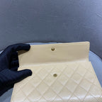 Chanel Classic Continental Flap Wallet Beige Caviar Leather Gold Hardware