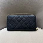 Chanel Classic Long Zip-Around Wallet Black Caviar Gold/Silver Hardware