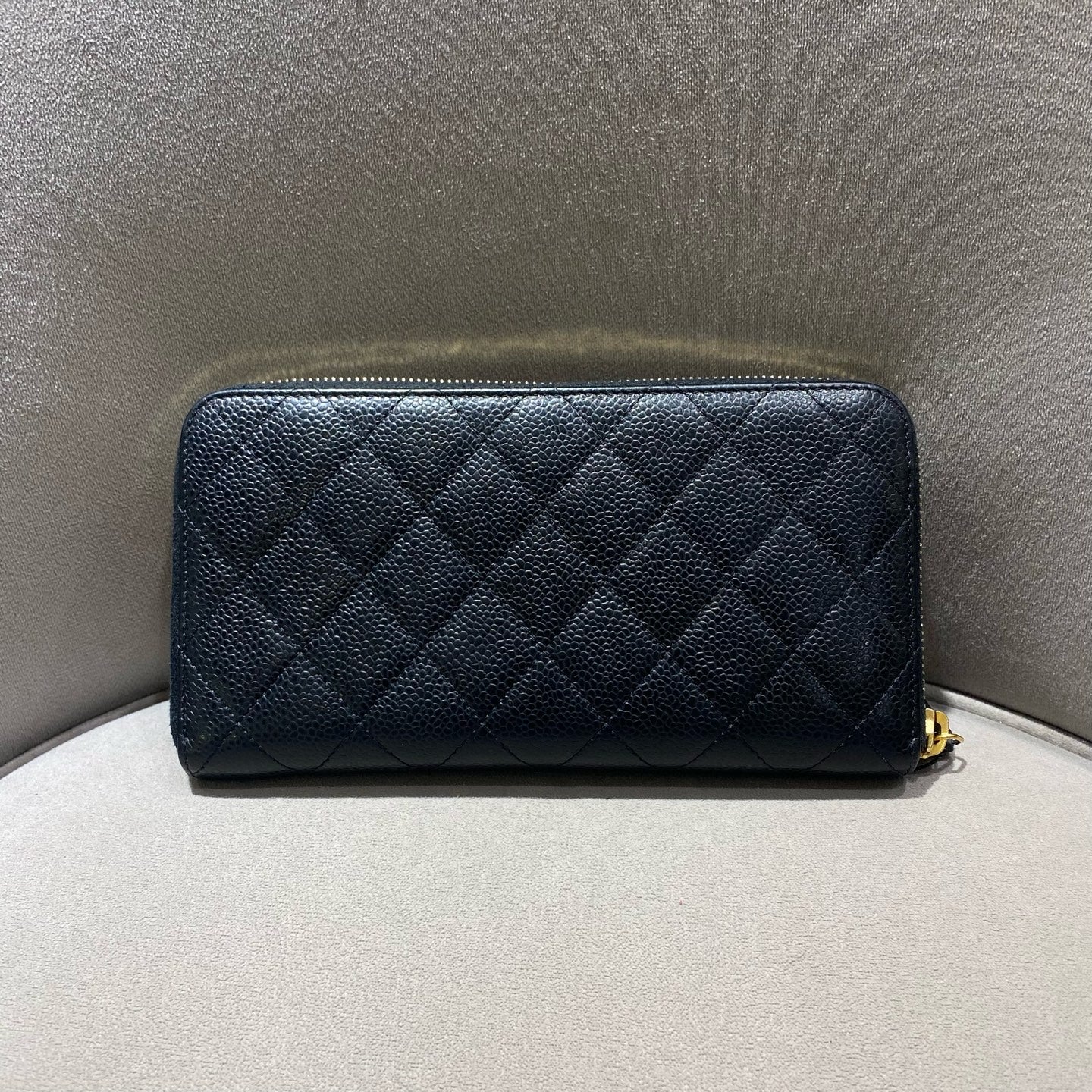 Chanel Classic Long Zip-Around Wallet Black Caviar Gold/Silver Hardware