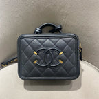 CHANEL Camera Bag | Black Litchi-Grain Leather | Gold Hardware