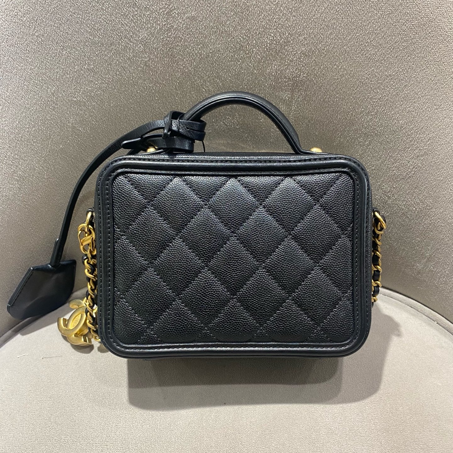 CHANEL Camera Bag | Black Litchi-Grain Leather | Gold Hardware