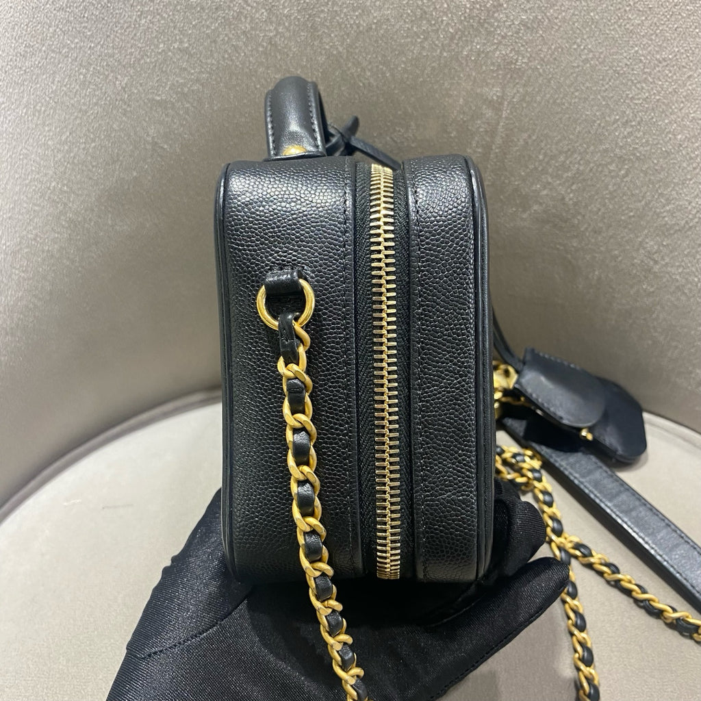CHANEL Camera Bag | Black Litchi-Grain Leather | Gold Hardware