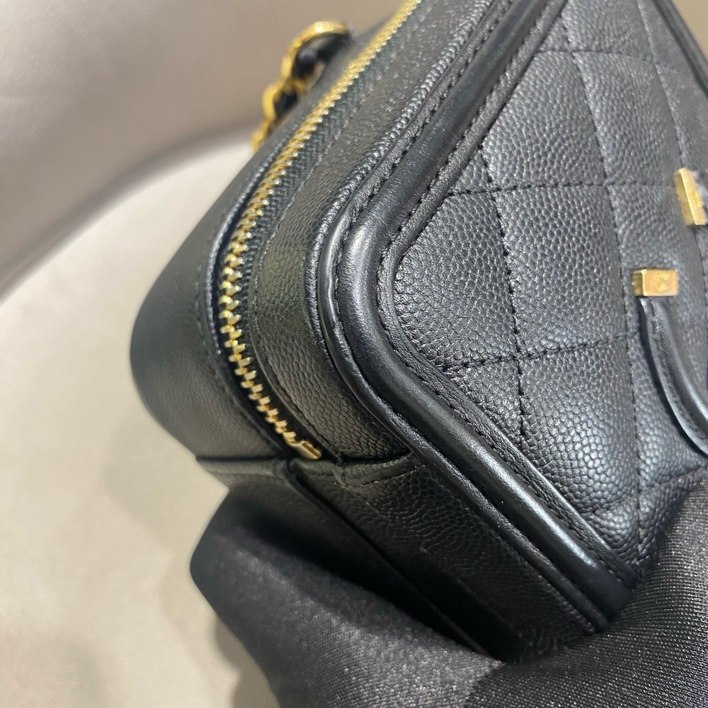 CHANEL Camera Bag | Black Litchi-Grain Leather | Gold Hardware