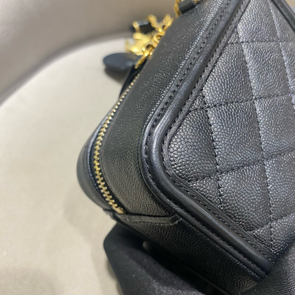 CHANEL Camera Bag | Black Litchi-Grain Leather | Gold Hardware