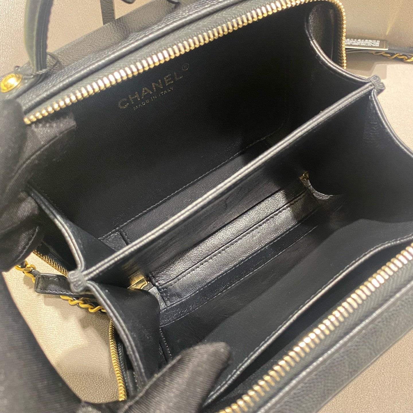 CHANEL Camera Bag | Black Litchi-Grain Leather | Gold Hardware