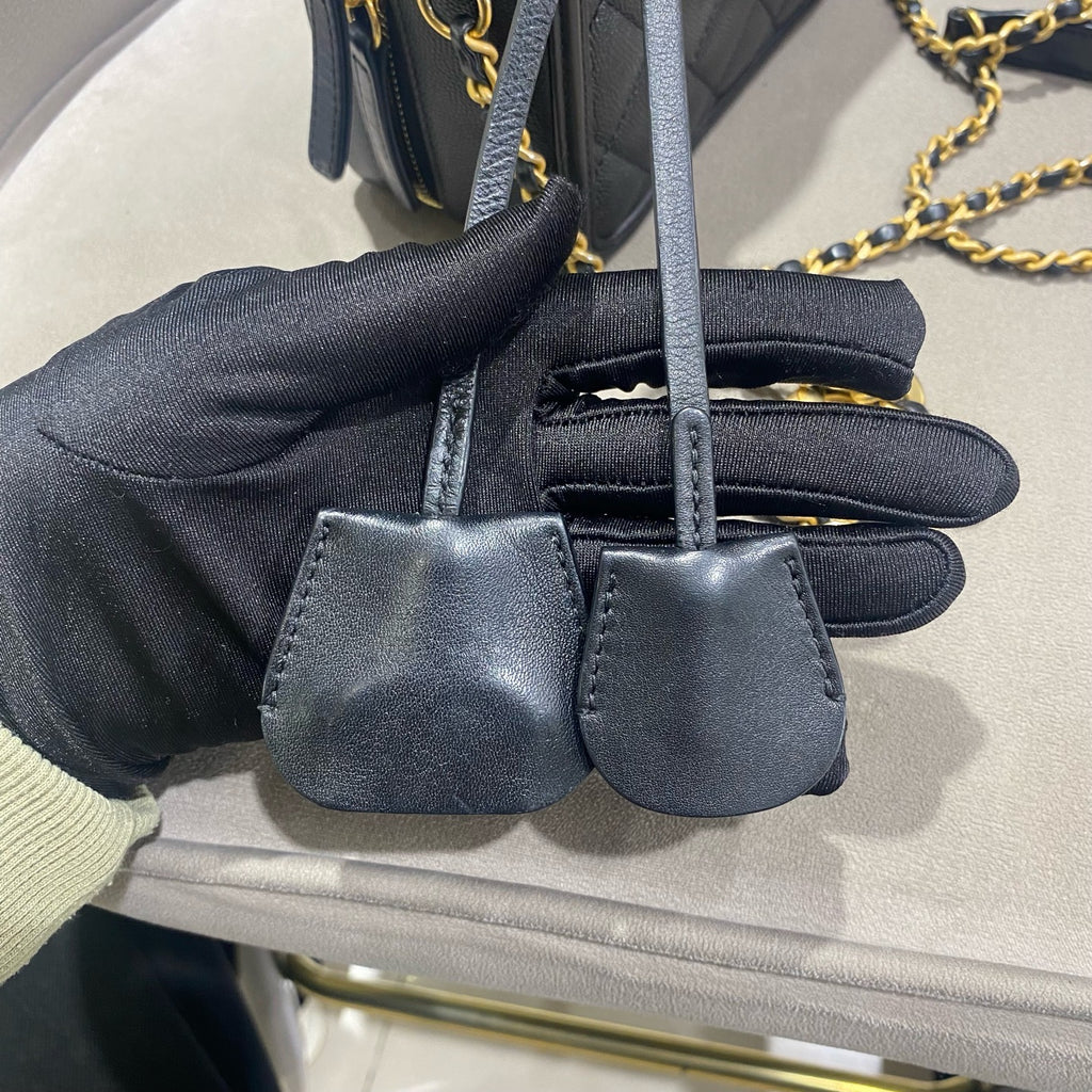 CHANEL Camera Bag | Black Litchi-Grain Leather | Gold Hardware