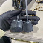 CHANEL Camera Bag | Black Litchi-Grain Leather | Gold Hardware
