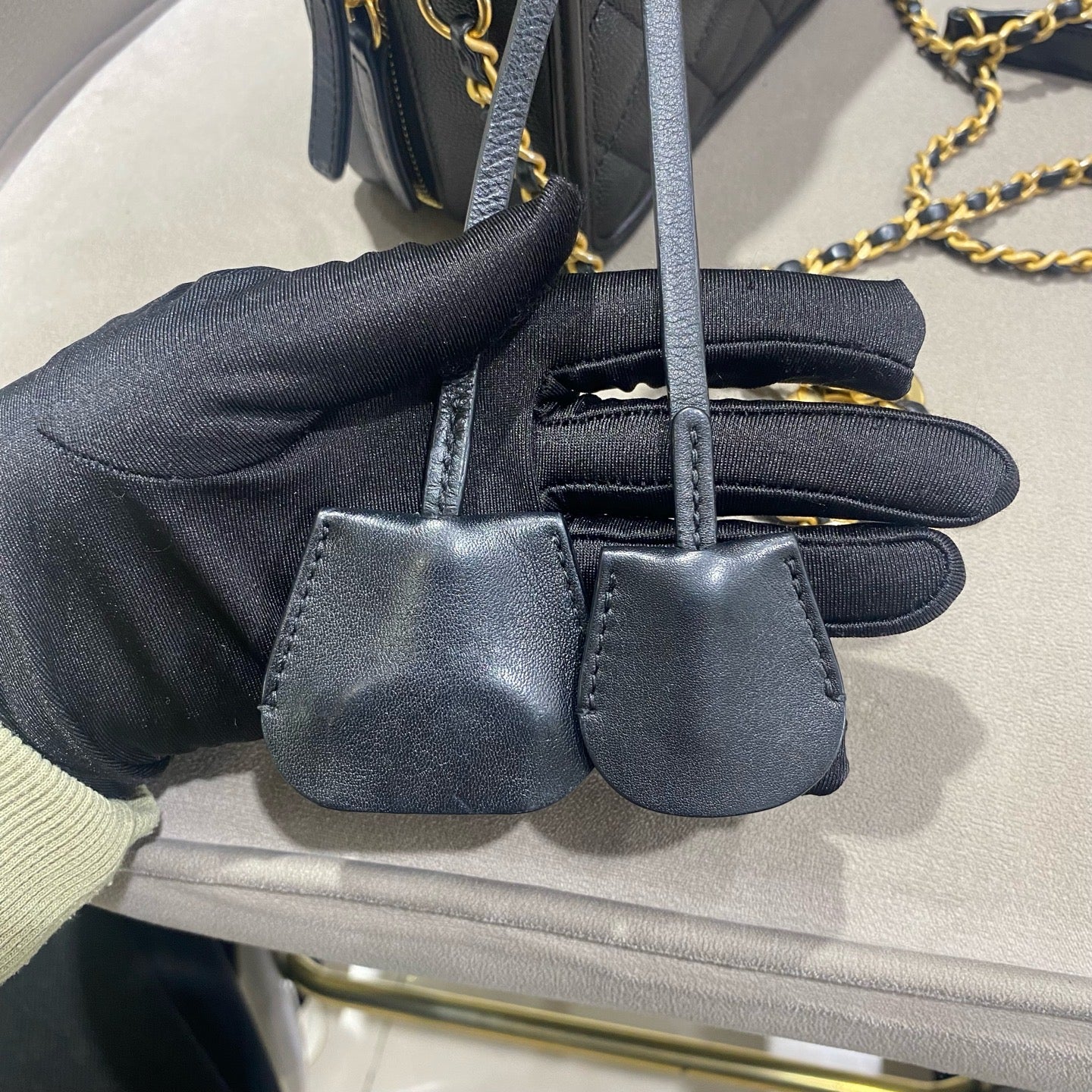 CHANEL Camera Bag | Black Litchi-Grain Leather | Gold Hardware