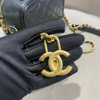 CHANEL Camera Bag | Black Litchi-Grain Leather | Gold Hardware