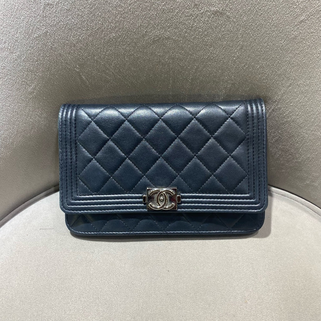 CHANEL Le Boy WOC | Black Lambskin | Silver Chain