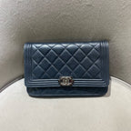 CHANEL Le Boy WOC | Black Lambskin | Silver Chain
