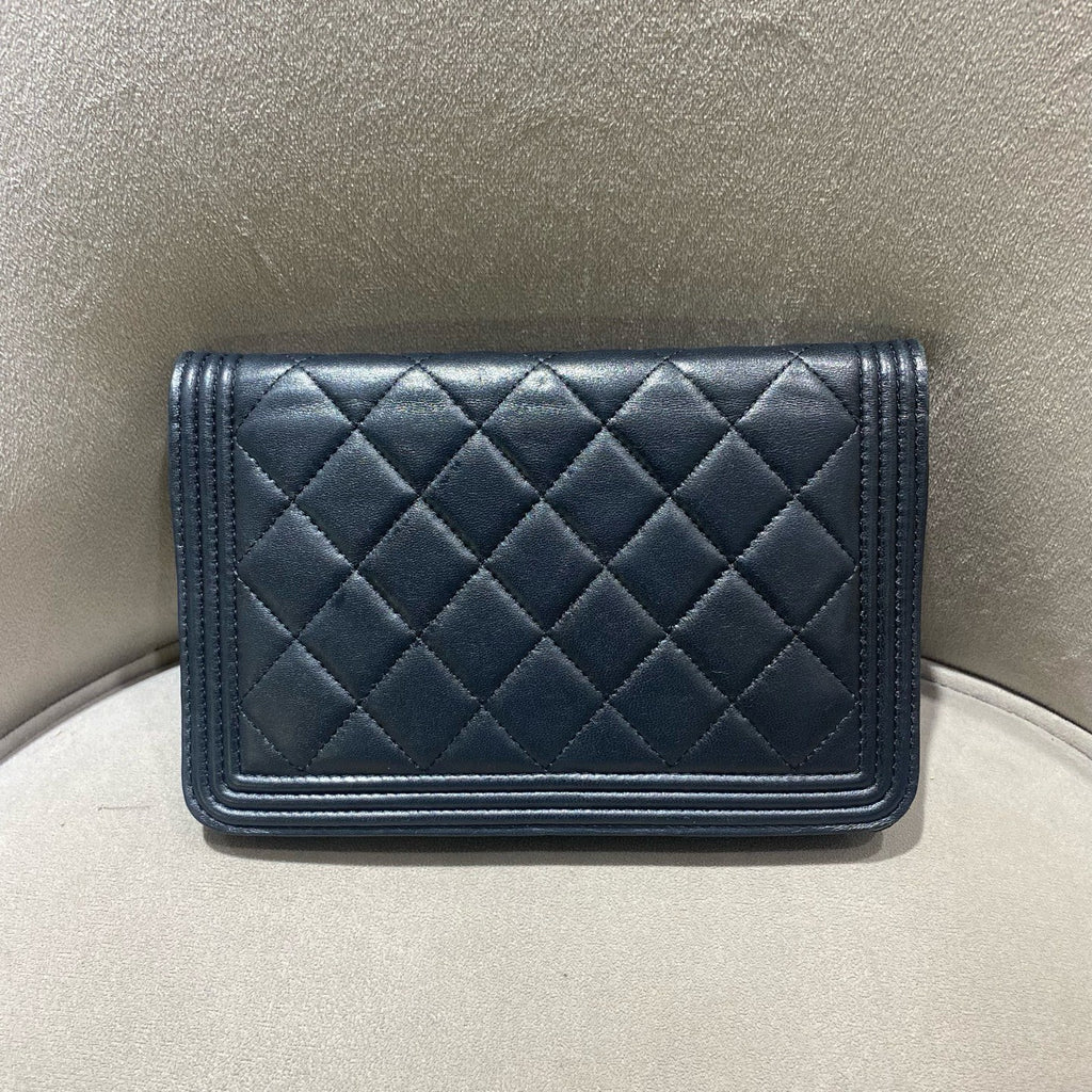 CHANEL Le Boy WOC | Black Lambskin | Silver Chain