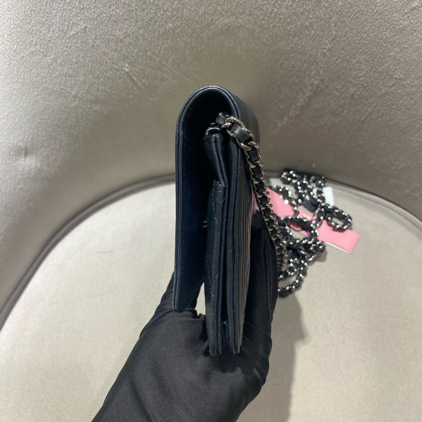CHANEL Le Boy WOC | Black Lambskin | Silver Chain