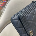 CHANEL Le Boy WOC | Black Lambskin | Silver Chain