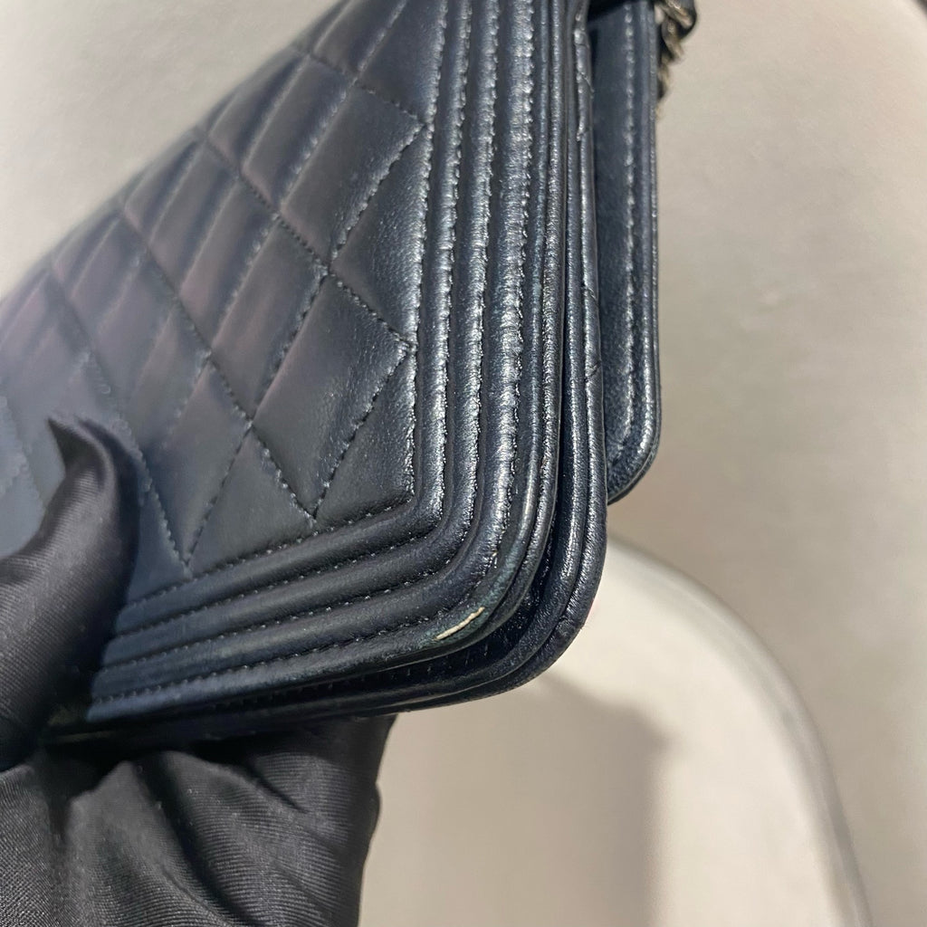 CHANEL Le Boy WOC | Black Lambskin | Silver Chain