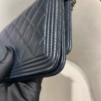 CHANEL Le Boy WOC | Black Lambskin | Silver Chain