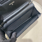 CHANEL Le Boy WOC | Black Lambskin | Silver Chain