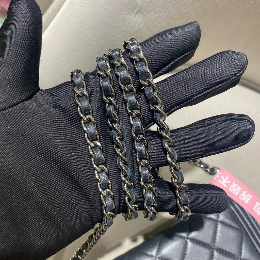 CHANEL Le Boy WOC | Black Lambskin | Silver Chain