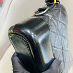 Chanel Gabrielle Small Hobo Handbag Black Quilted Lambskin Gold Silver & Ruthenium Hardware