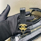 Chanel Gabrielle Small Hobo Handbag Black Quilted Lambskin Gold Silver & Ruthenium Hardware