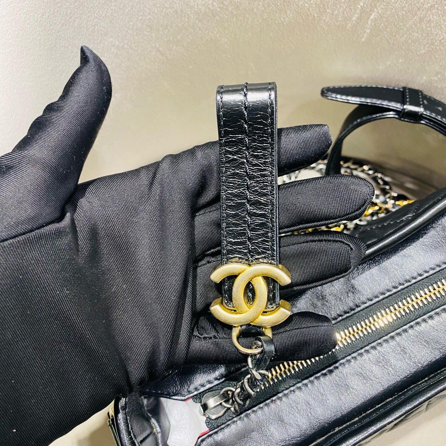 Chanel Gabrielle Small Hobo Handbag Black Quilted Lambskin Gold Silver & Ruthenium Hardware