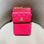 Chanel Classic Crossbody Bag Fuchsia Pink Caviar Leather Gold Hardware