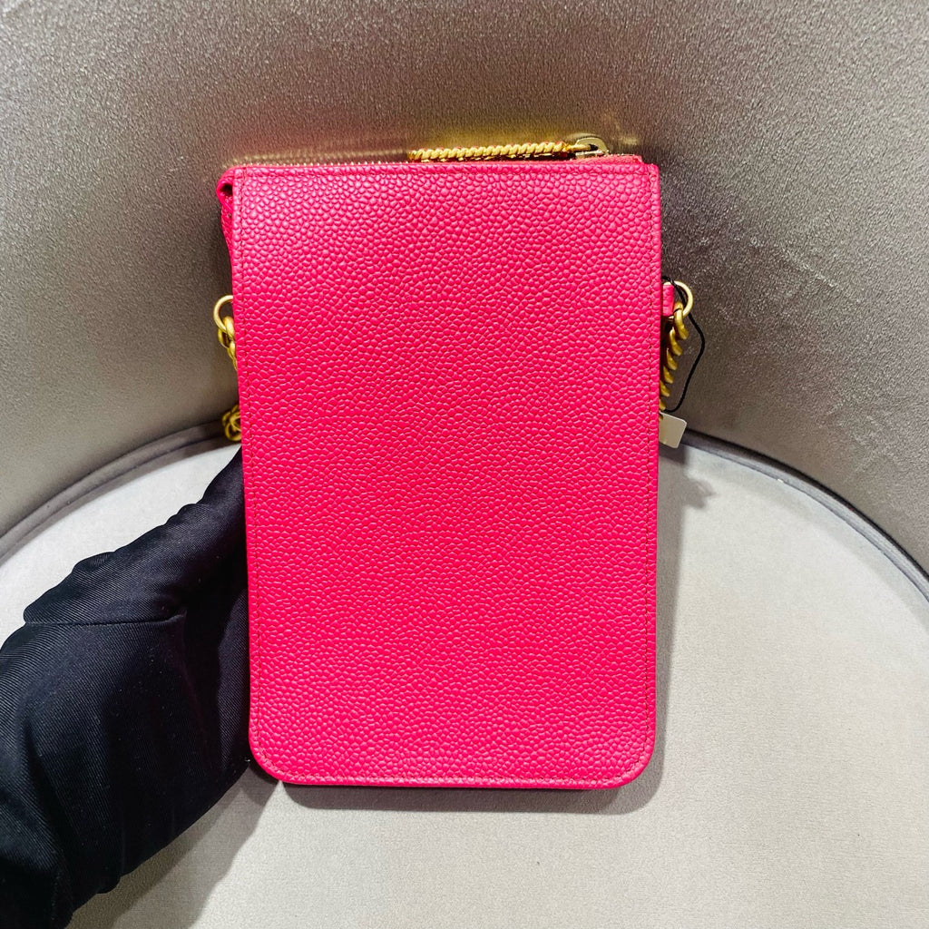 Chanel Classic Crossbody Bag Fuchsia Pink Caviar Leather Gold Hardware