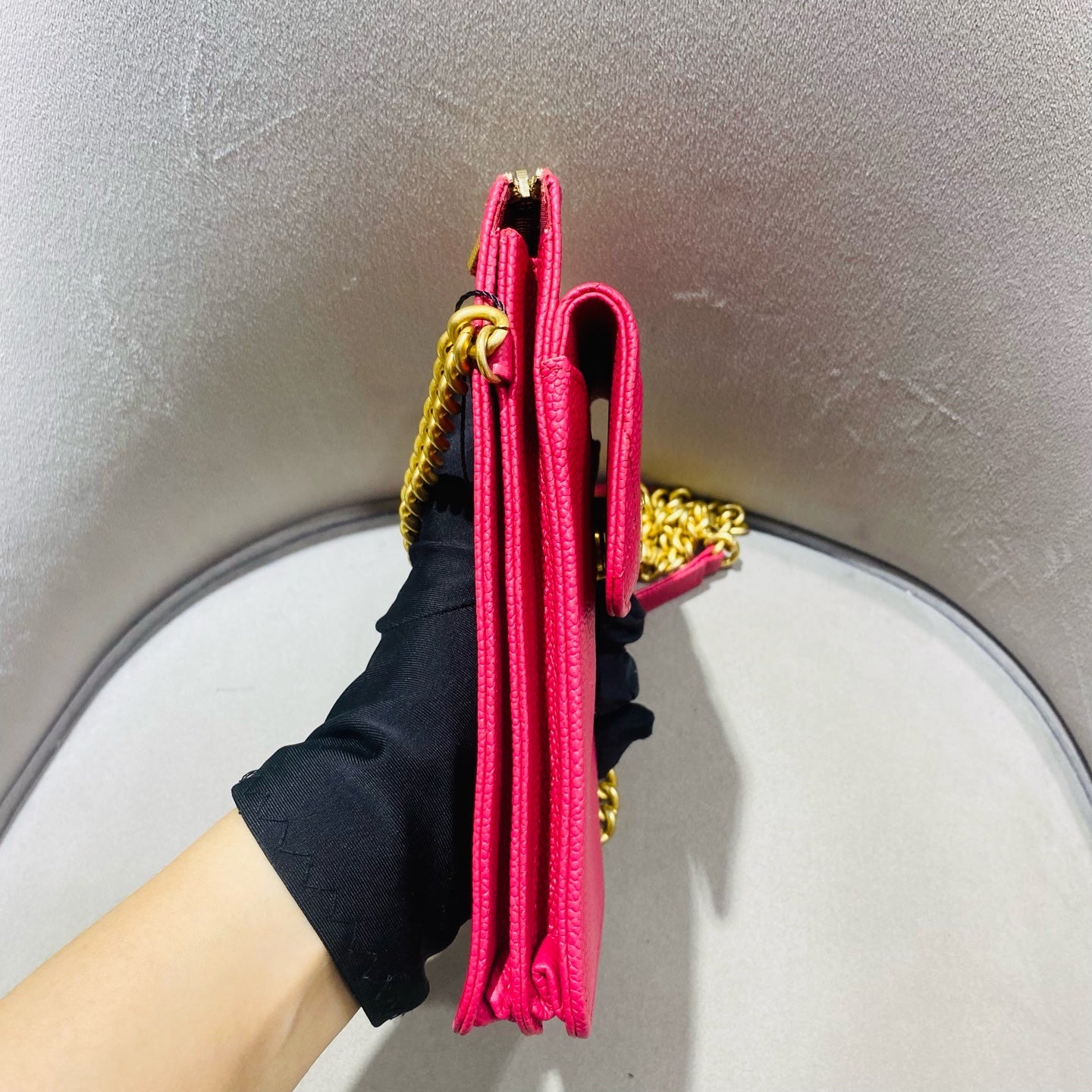 Chanel Classic Crossbody Bag Fuchsia Pink Caviar Leather Gold Hardware