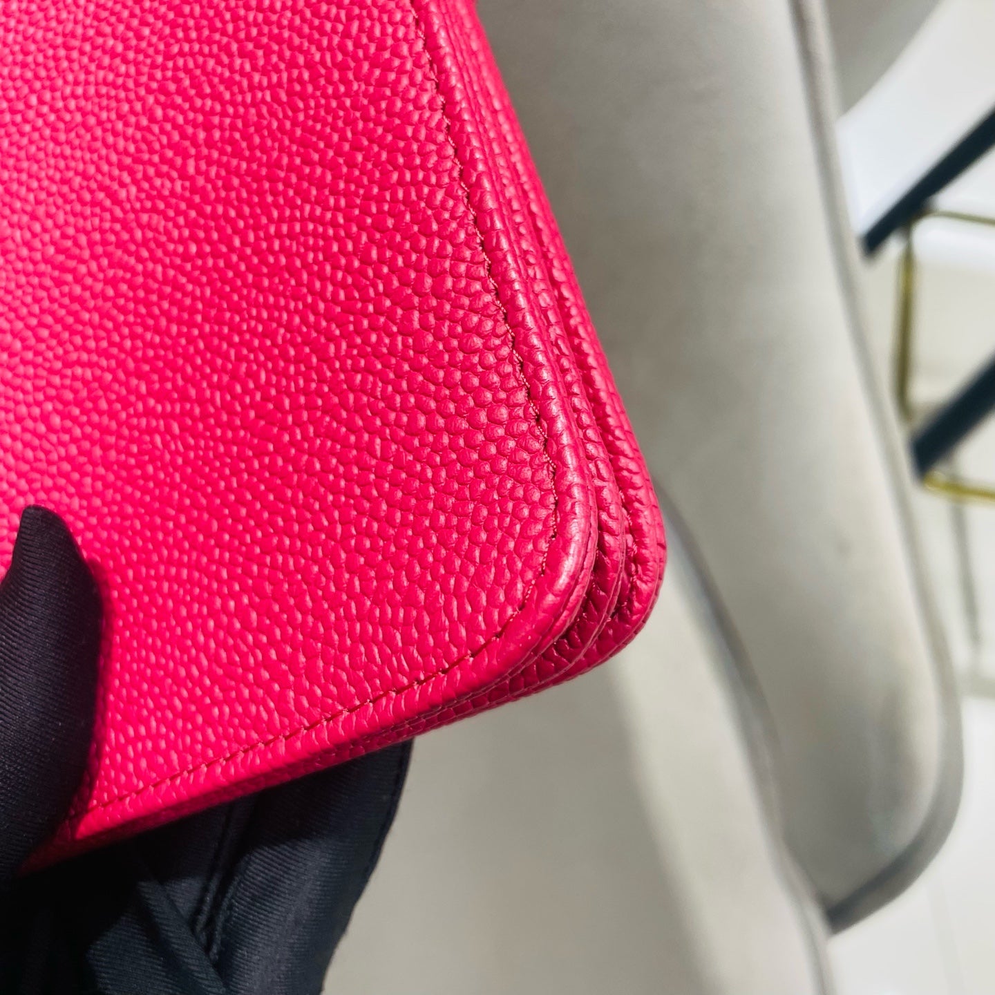 Chanel Classic Crossbody Bag Fuchsia Pink Caviar Leather Gold Hardware