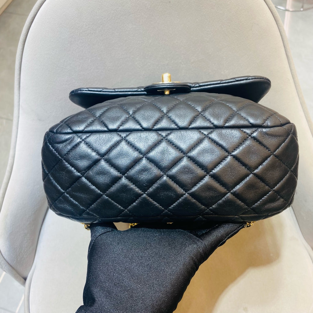 Chanel Quilted Backpack Black Leather Gold Hardware