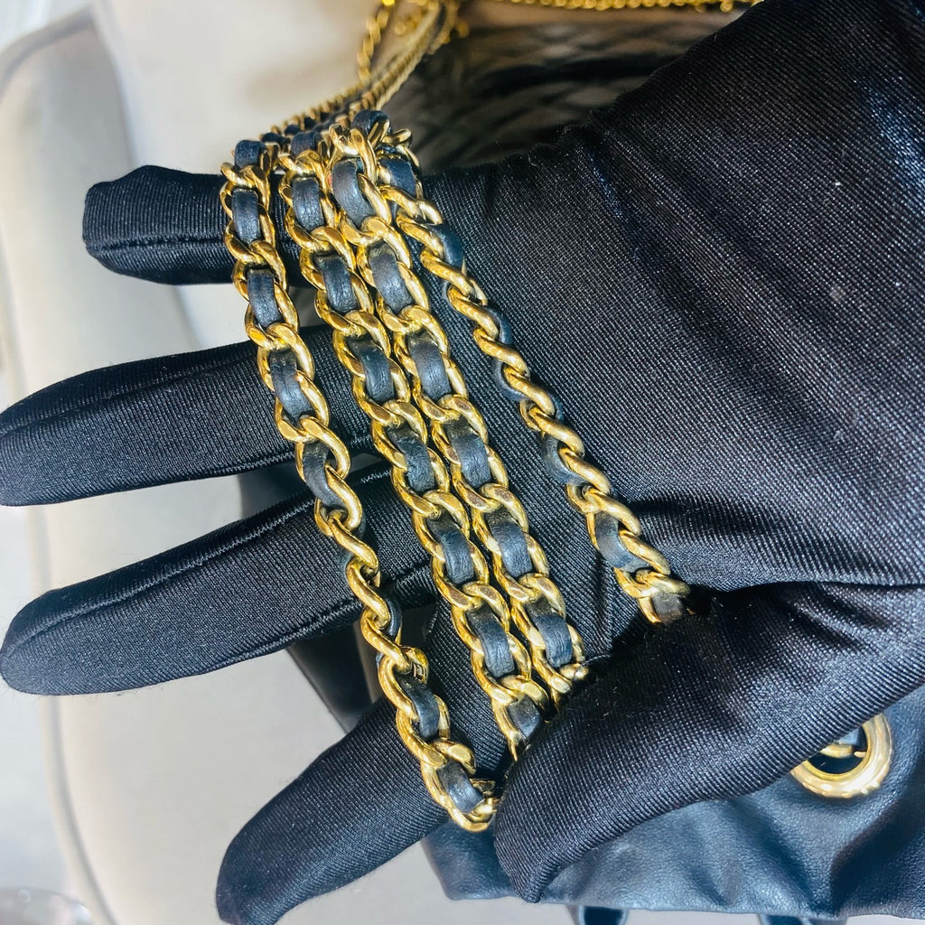 Chanel Quilted Backpack Black Leather Gold Hardware