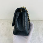 Chanel Classic Flap Handbag Black Caviar Leather Gold Hardware