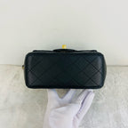 Chanel Classic Flap Handbag Black Caviar Leather Gold Hardware